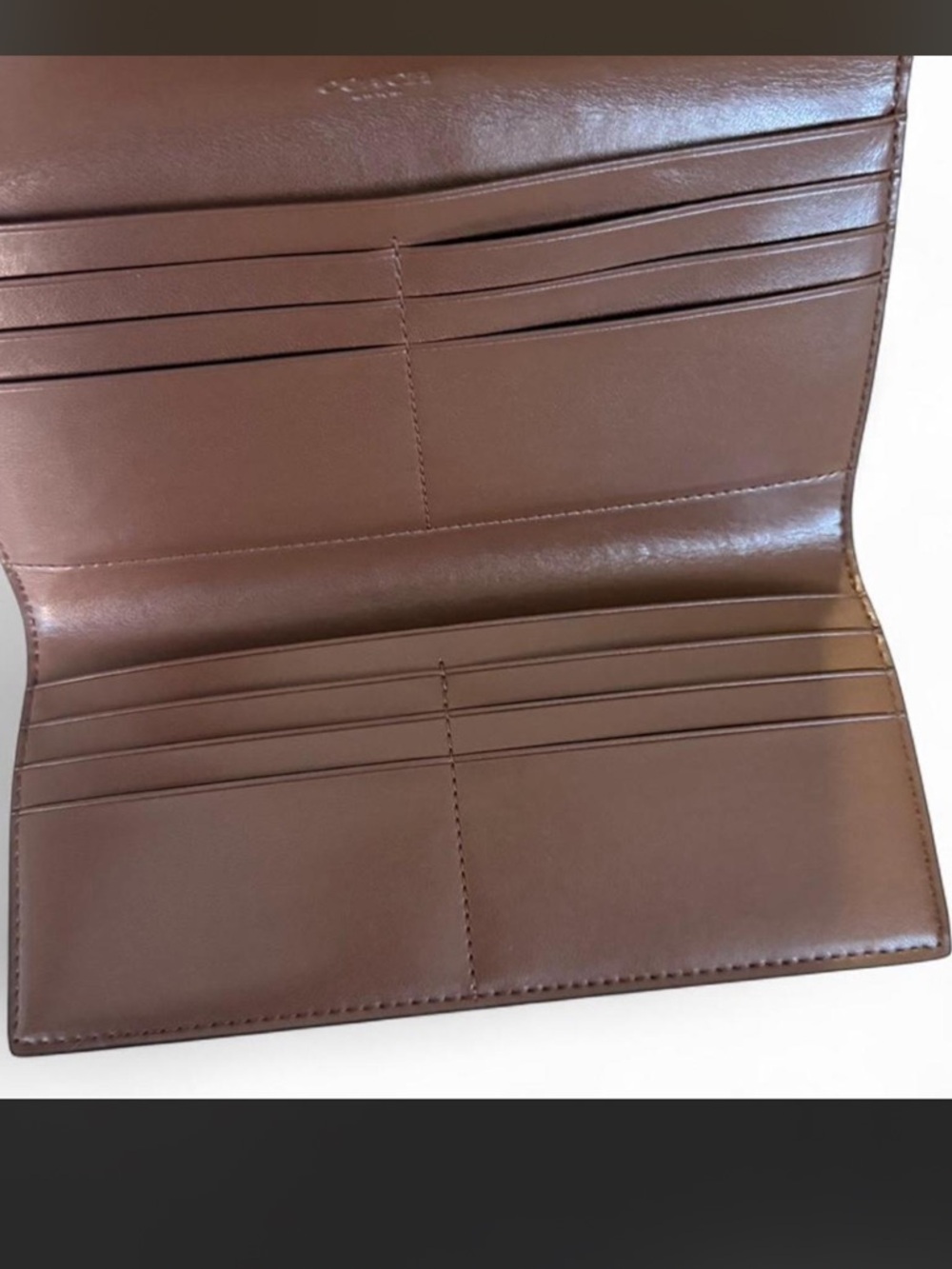 Coach Brown Signature Continental Wallet with Gold Logo - Picture 4 of 9